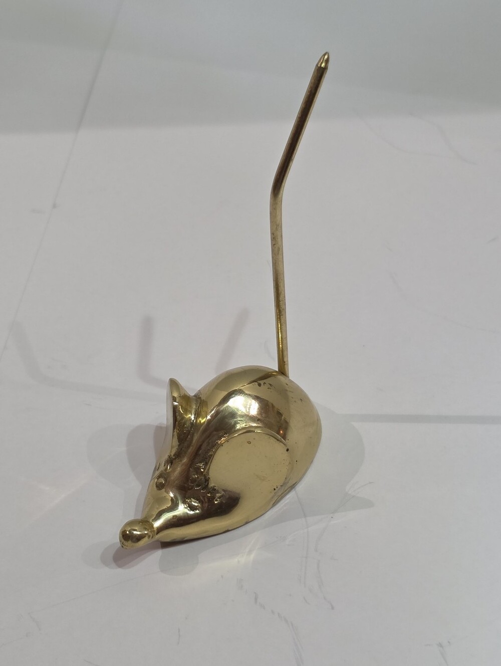 Vintage Brass Mouse Ring Holder & Receipt Spike | Mid Century Modern Solid Brass